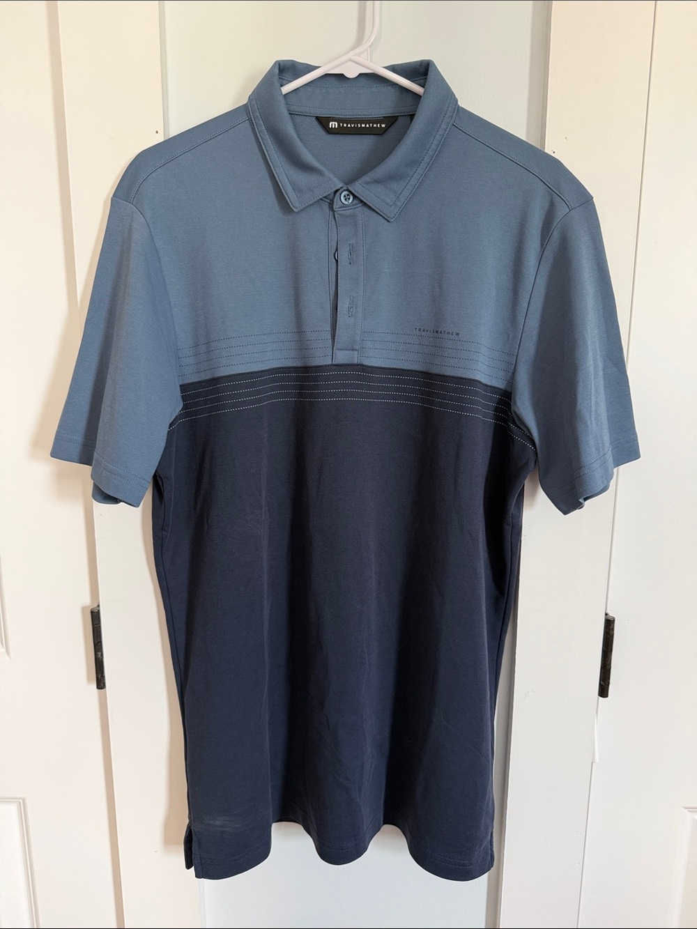 Travis Mathew Two-Tone Slate and Navy Polo